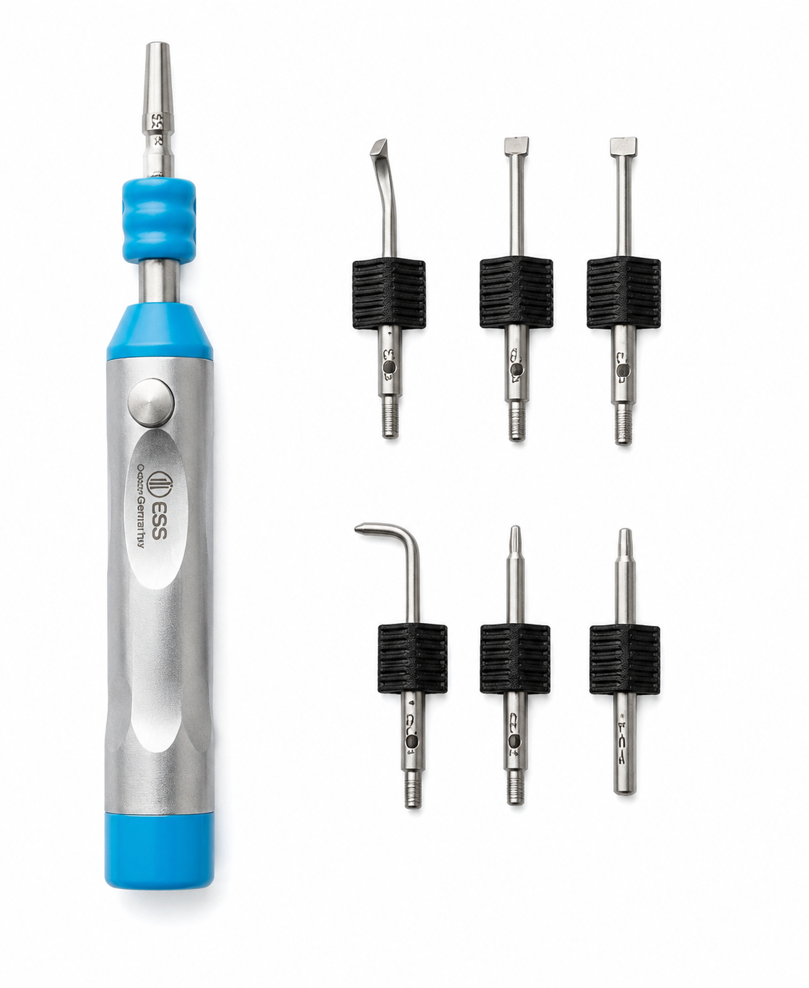 Dental Crown Remover Bridge Kit 4 Point Tips Blue Aluminium Handle Autoclavable