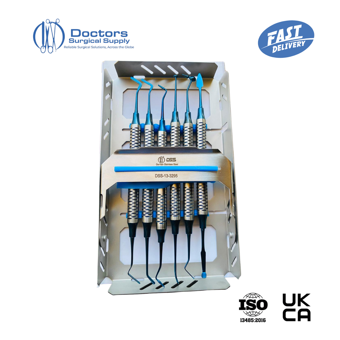 Dental Composite Scaler Set 6 Pcs Blue Titanium Coated Probe Scaler Kit