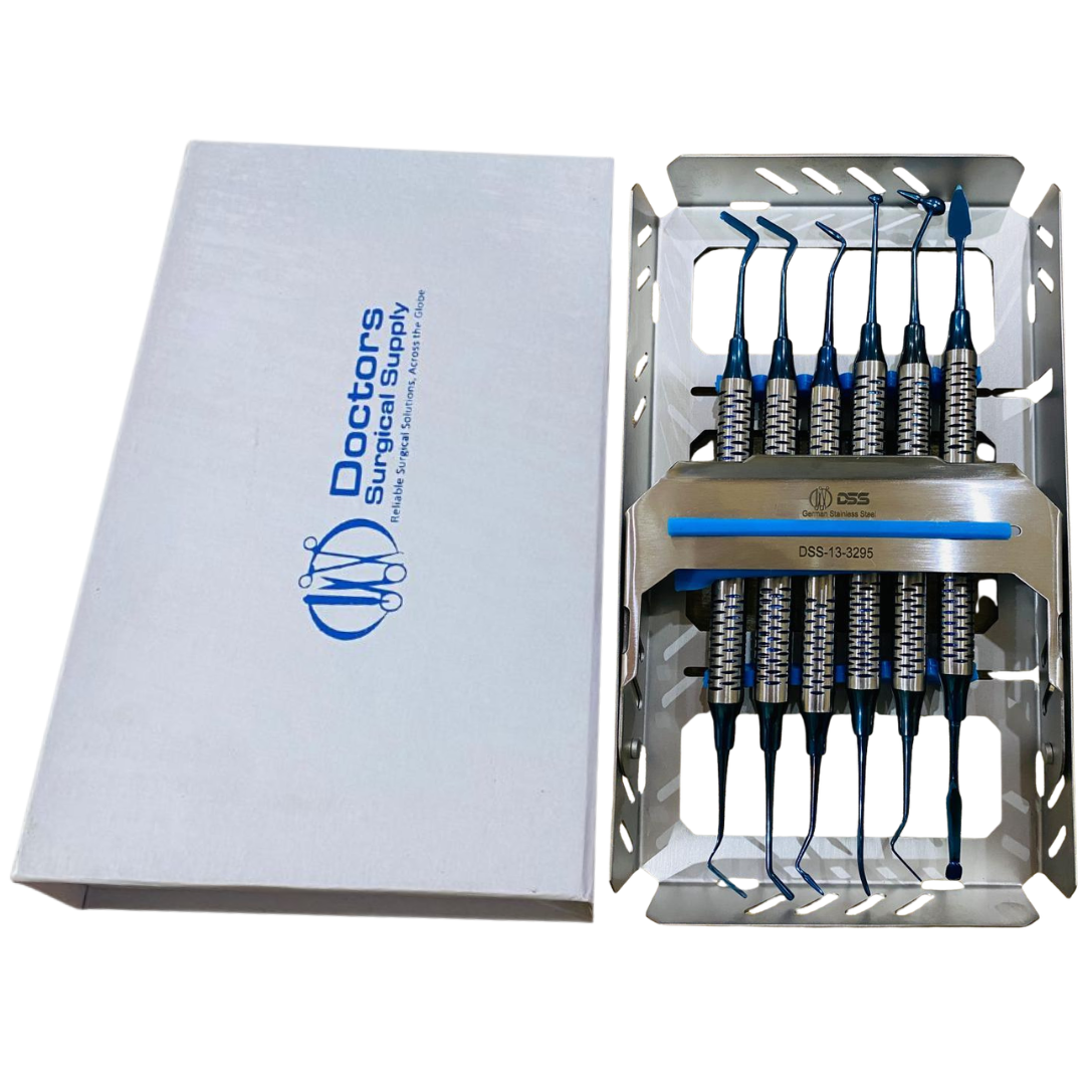 Dental Composite Scaler Set 6 Pcs Blue Titanium Coated Probe Scaler Kit