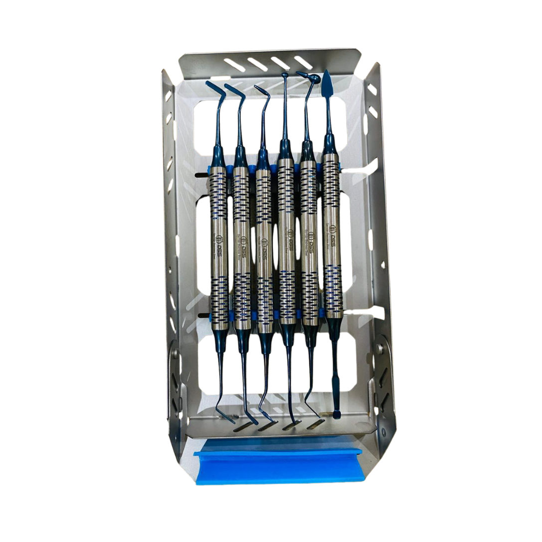 Dental Composite Scaler Set 6 Pcs Blue Titanium Coated Probe Scaler Kit