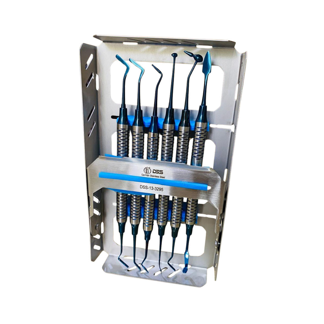 Dental Composite Scaler Set 6 Pcs Blue Titanium Coated Probe Scaler Kit