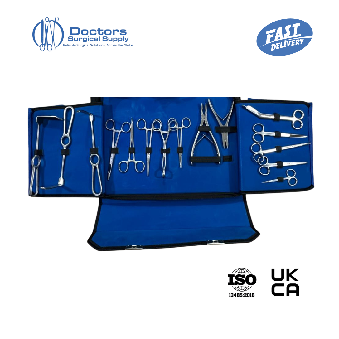 38 Pcs General Surgery Instrument Kit Scissors Forceps Needle Holder Blue Case