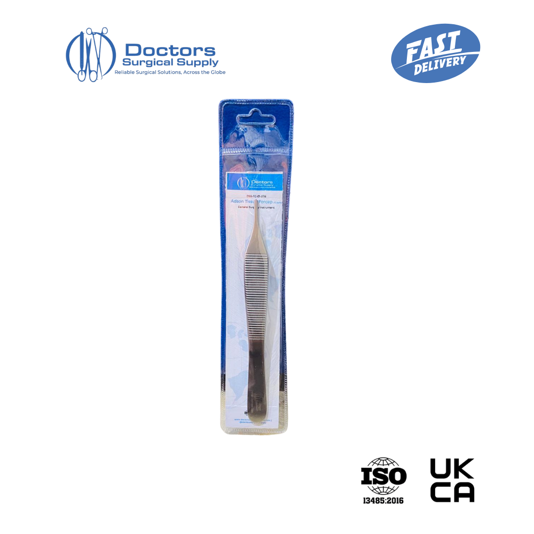 Adson Dressing Tissue Forceps 1x2 Teeth TC 12cm Stainless UKCA ISO 13485