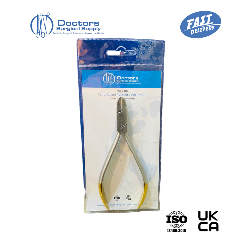 Distal End Cutter TC Long Handle Half Gold 12.5cm Orthodontic Hard Wire Ortho