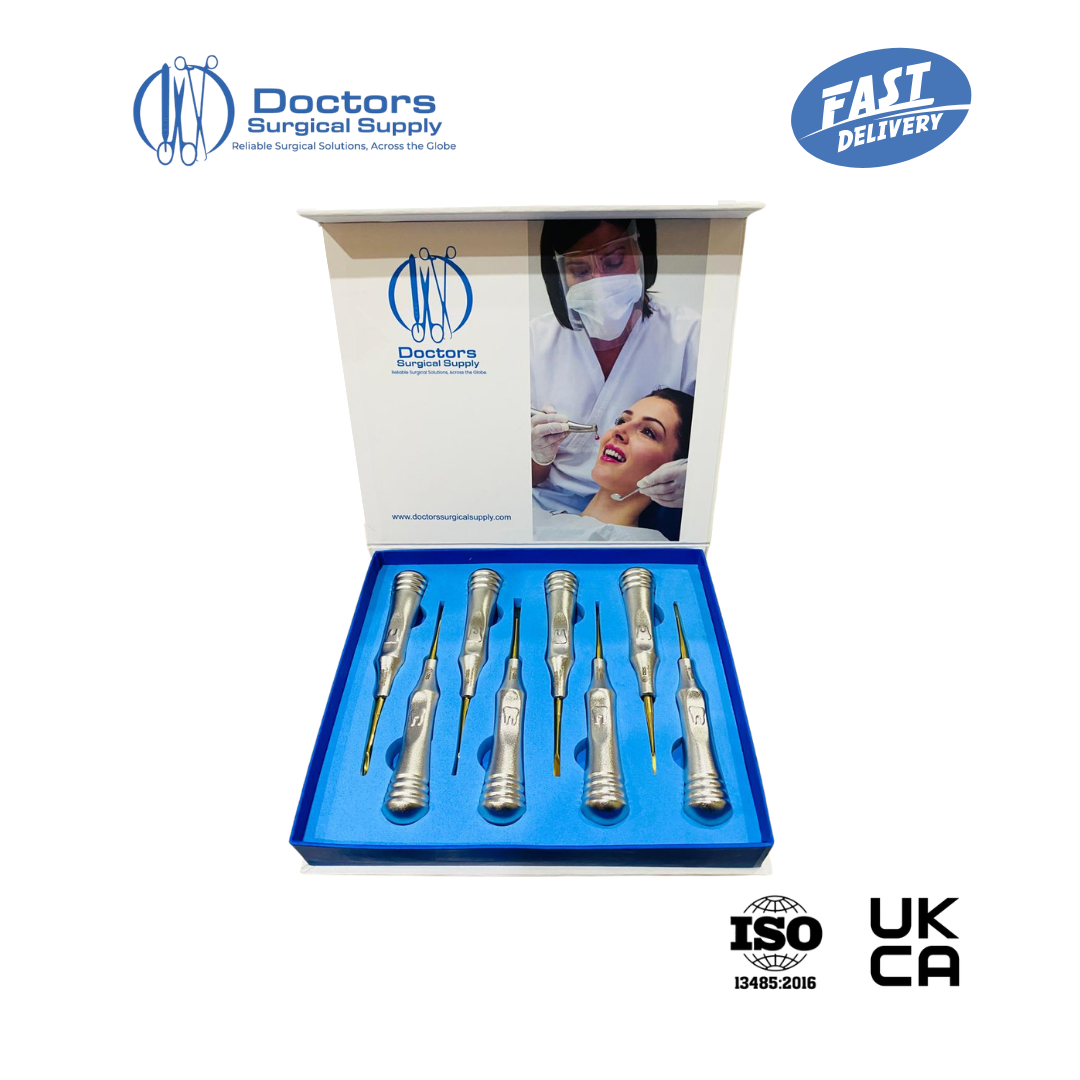 Dental Root Elevator Straight Gold Tip Luxating Oral Surgery Tooth Extraction