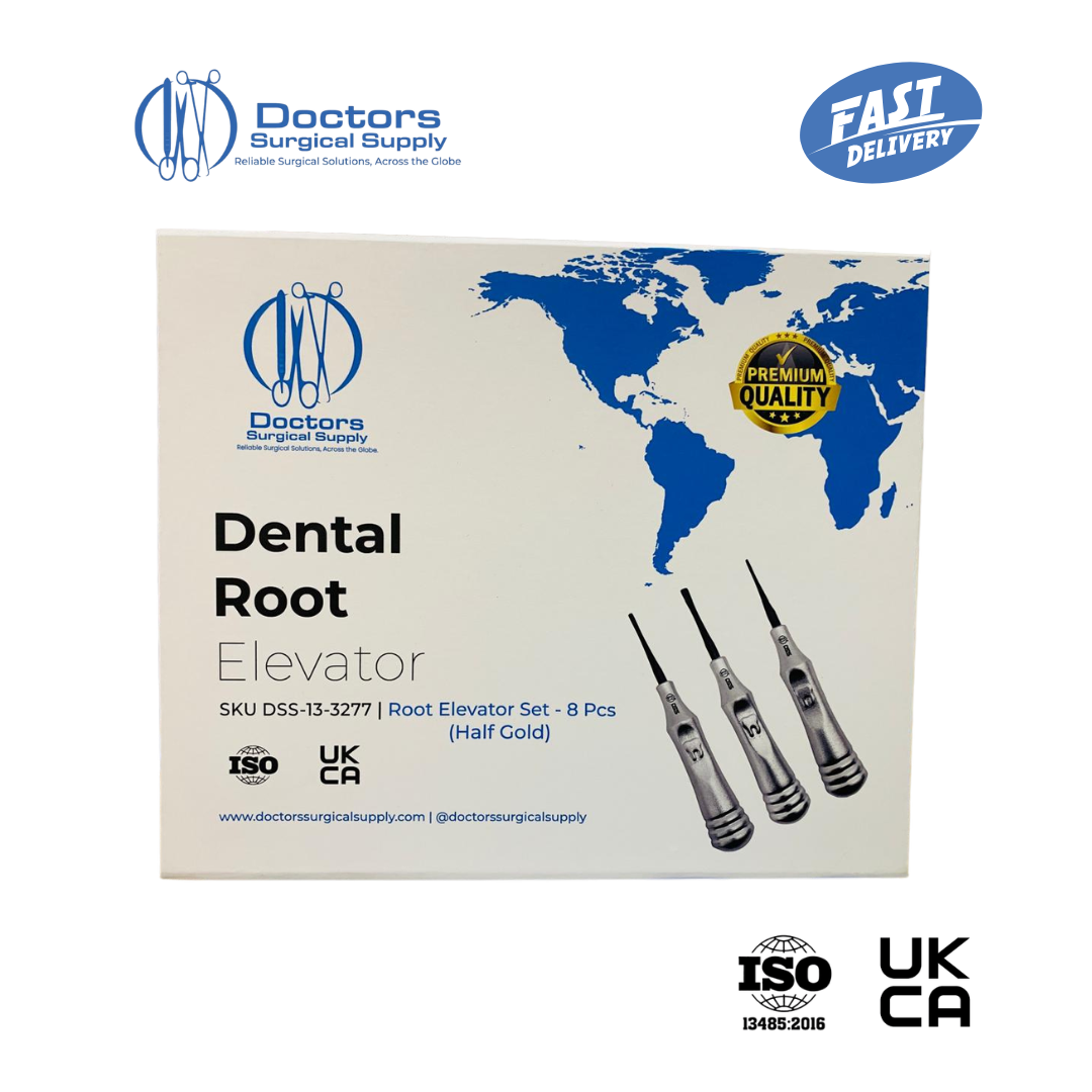 Dental Root Elevator Straight Gold Tip Luxating Oral Surgery Tooth Extraction