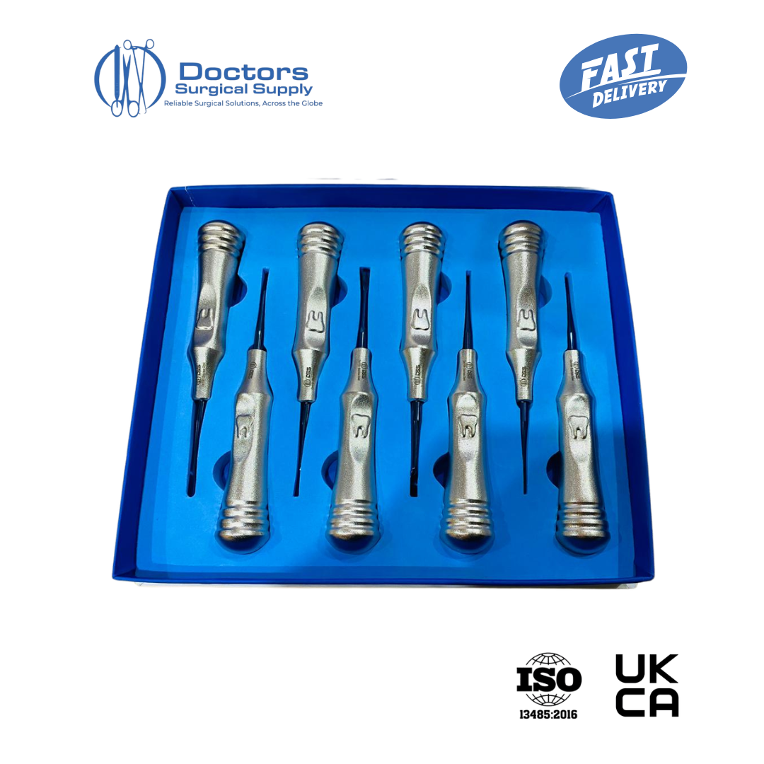 Dental Root Elevator Straight Blue Tip Luxating Oral Surgery Tooth Extraction