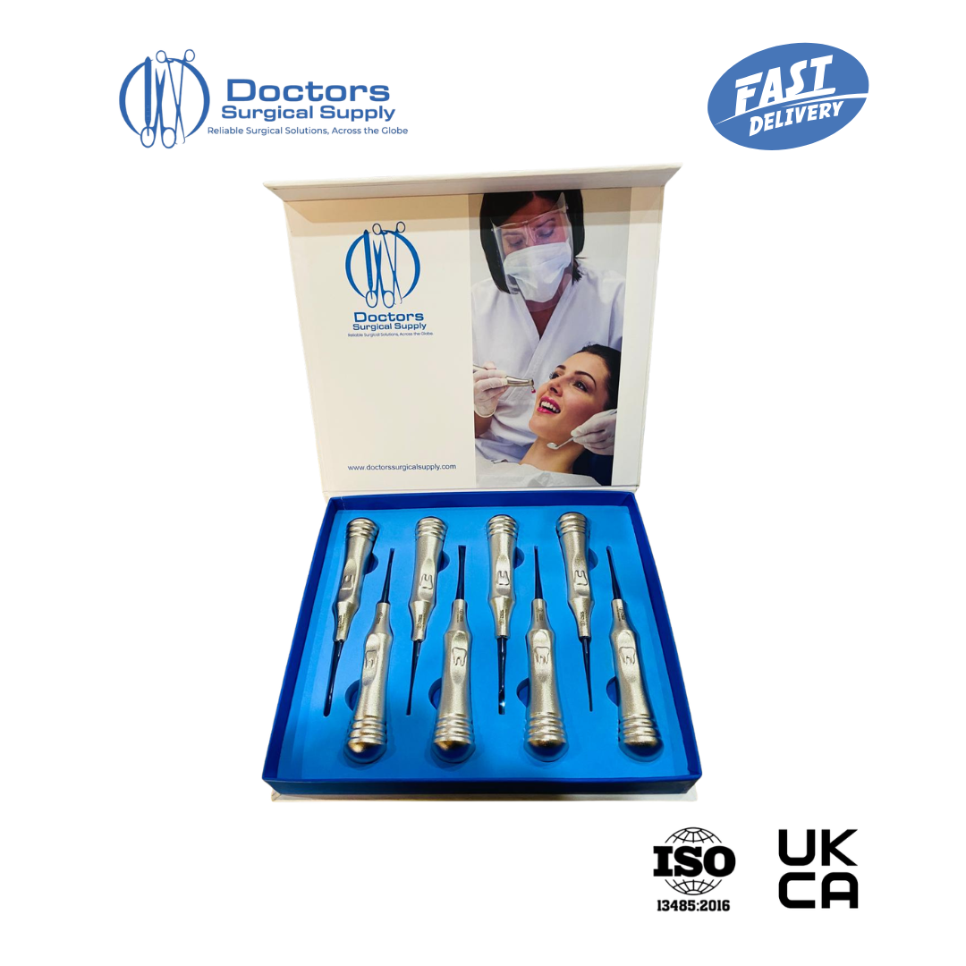 Dental Root Elevator Straight Blue Tip Luxating Oral Surgery Tooth Extraction