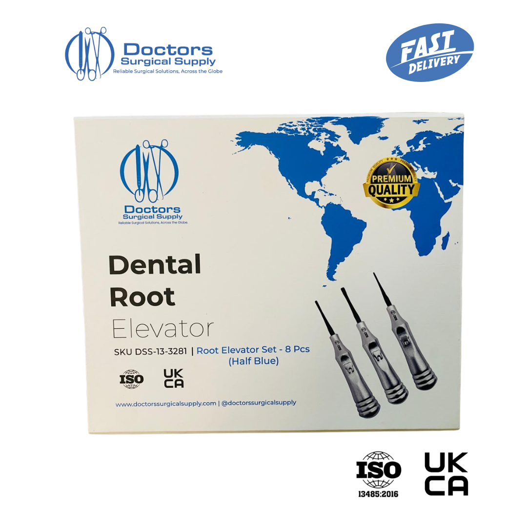 Dental Root Elevator Straight Blue Tip Luxating Oral Surgery Tooth Extraction