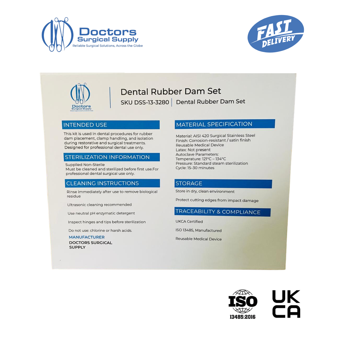Doctors Surgical Supply Dental Rubber Dam Endodontic Isolation Kit 16 Pcs Set
