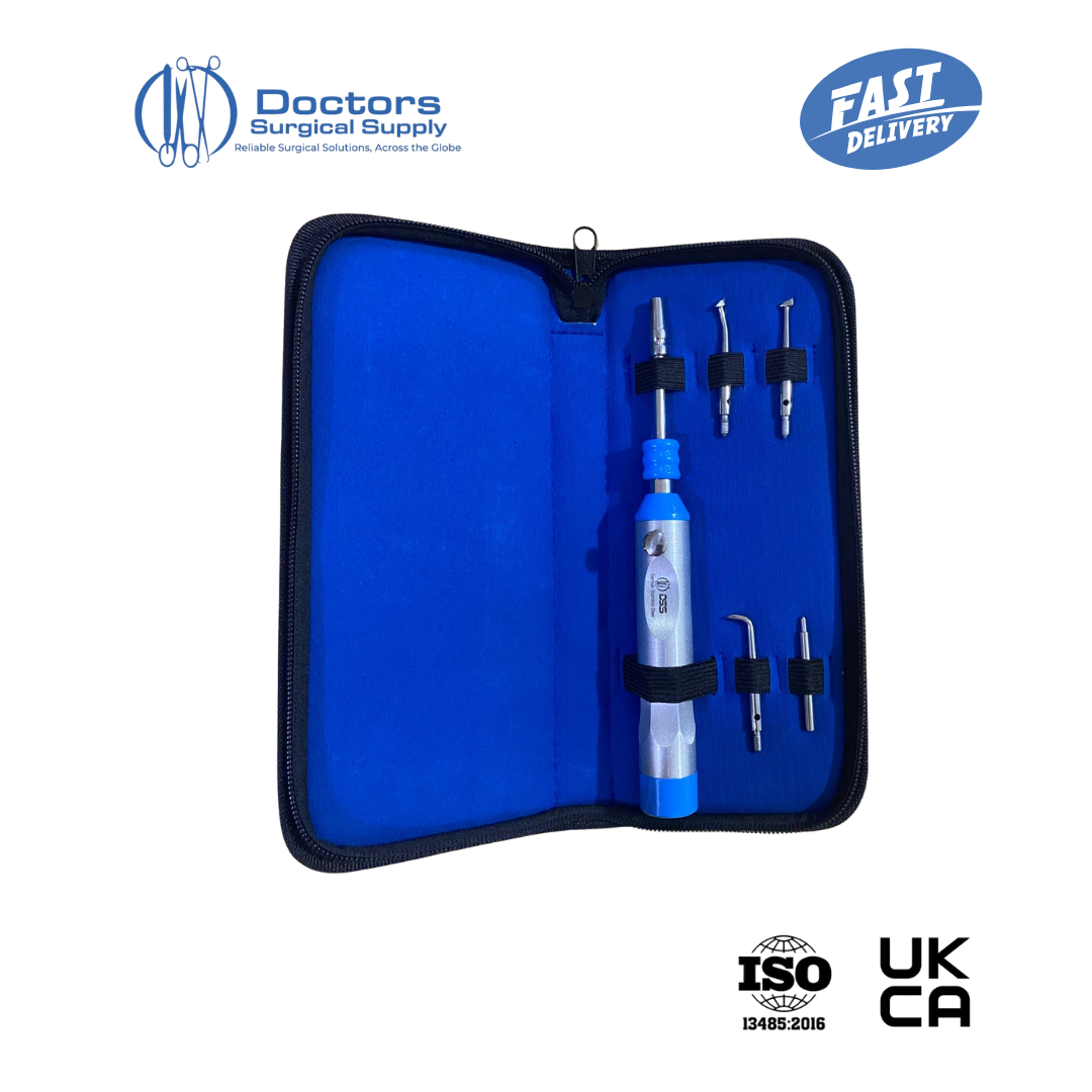 Dental Crown Remover Bridge Kit 4 Point Tips Blue Aluminium Handle Autoclavable