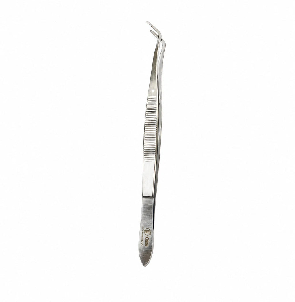 London College Tweezers 15cm — Dental Cotton Dressing Plier, Serrated Angled Tip